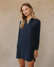 Load image into Gallery viewer, Bella Dahl A-Line Rolled Tab Sleeve Dress in Endless Sea
