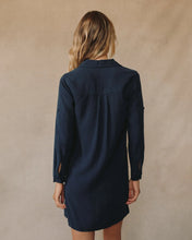 Load image into Gallery viewer, Bella Dahl A-Line Rolled Tab Sleeve Dress in Endless Sea
