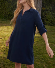 Load image into Gallery viewer, Bella Dahl A-Line Rolled Tab Sleeve Dress in Endless Sea
