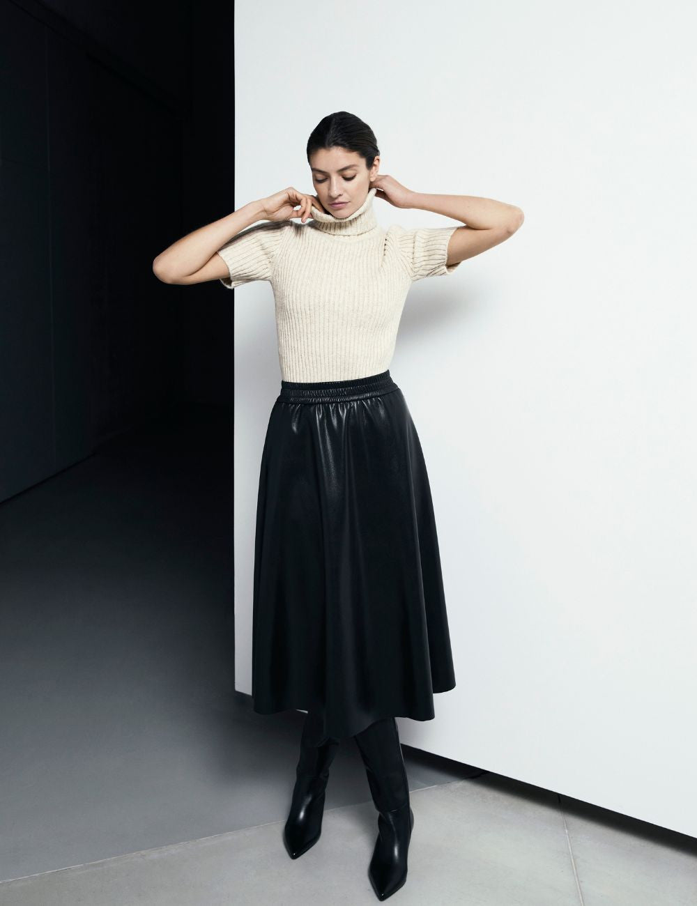 Raffaello Rossi Smea Vegan Leather Skirt in Black