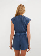 Load image into Gallery viewer, Bella Dahl Cap Sleeve Pocket Romper in Midnight Surf

