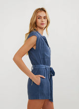 Load image into Gallery viewer, Bella Dahl Cap Sleeve Pocket Romper in Midnight Surf
