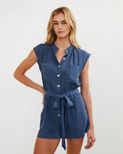 Load image into Gallery viewer, Bella Dahl Cap Sleeve Pocket Romper in Midnight Surf
