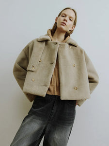 Molliolli Cley Cropped Faux Fur Jacket in Mink