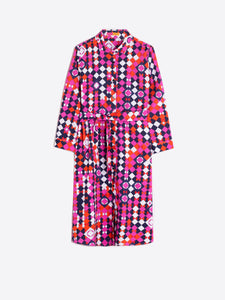 Vilagallo Dover Dress in Pink/Navy Geometric