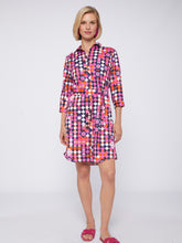 Load image into Gallery viewer, Vilagallo Dover Dress in Pink/Navy Geometric
