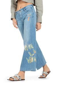 Cambio Palazzo Cropped Jeans in Summer Love