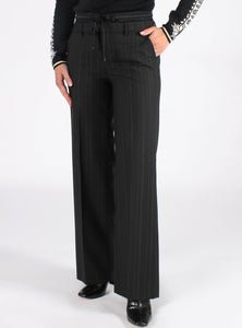 Cambio Amelie Double Waist Pinstripe Pant in Black