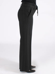 Cambio Amelie Double Waist Pinstripe Pant in Black