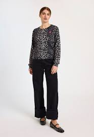 WSPR by Brodie Lydia Leopard Crew top in Ivory/Silver Birch