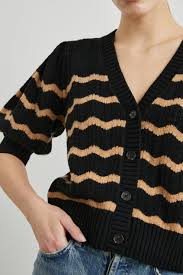 Rails Isla Cardigan in Black Camel Stripe