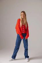 Load image into Gallery viewer, Crush Cashmere Amara Lolas Cropped Cardigan in Chilli
