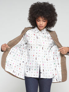 Vilagallo Sophia Blazer in Brown Herringbone