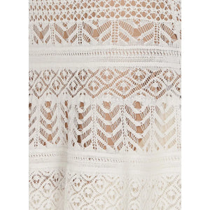 Twinset Short Crochet Knit Dress in Snow