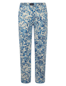 Raffaello Rossi Leyle Cotton Pant in Blue Flower Print