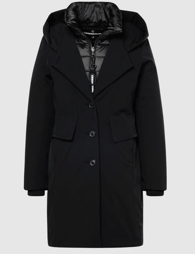 Creenstone Malina Luxury Stretch Tech Coat in Black