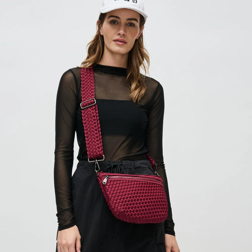 Sol And Selene Ethereal Woven Neoprene Belt Bag in Wine