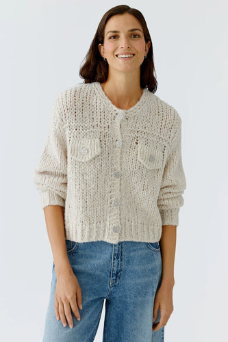 Oui Cardigan in Light Beige Melange