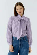 Load image into Gallery viewer, Oui Striped Blouse with Bow in White Violet
