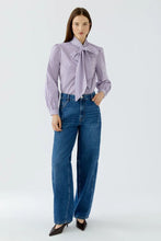 Load image into Gallery viewer, Oui Striped Blouse with Bow in White Violet
