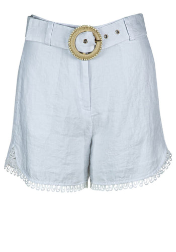 Princess Goes Hollywood Belted Linen Shorts in White