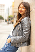 Load image into Gallery viewer, Mauritius Sofia Leather Jacket in Gun Metallic
