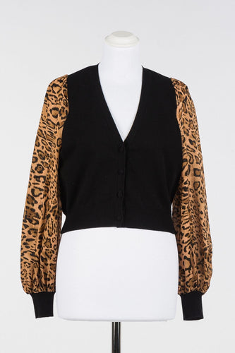 Twinset Leopard Sleeve Cardigan
