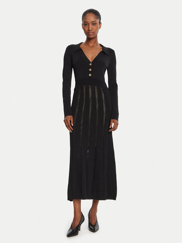 Twinset Ribbed Knit Midi Dress in Black
