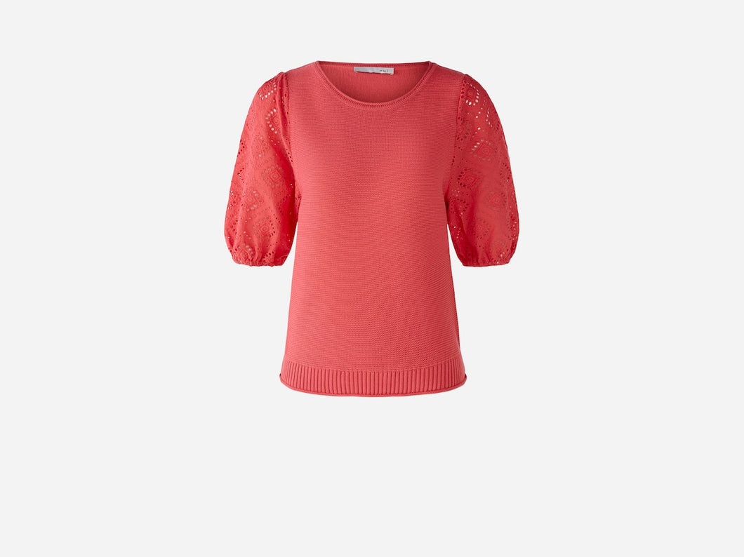 Oui Cotton Sweater in Red Rose