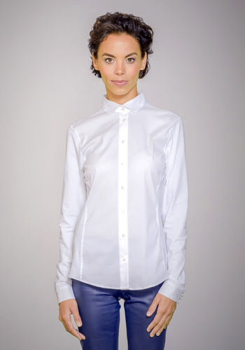 Max Volmary Stretch Cotton Shirt in White