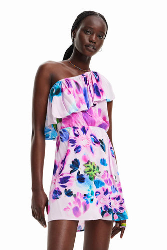 Desigual Christian Lacroix Assymetrical Dress in Pale Pink