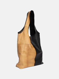 RE:DESIGNED Ellen Leather Tote Bag in Black/Sand