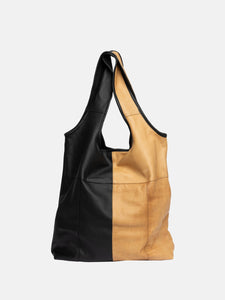 RE:DESIGNED Ellen Leather Tote Bag in Black/Sand