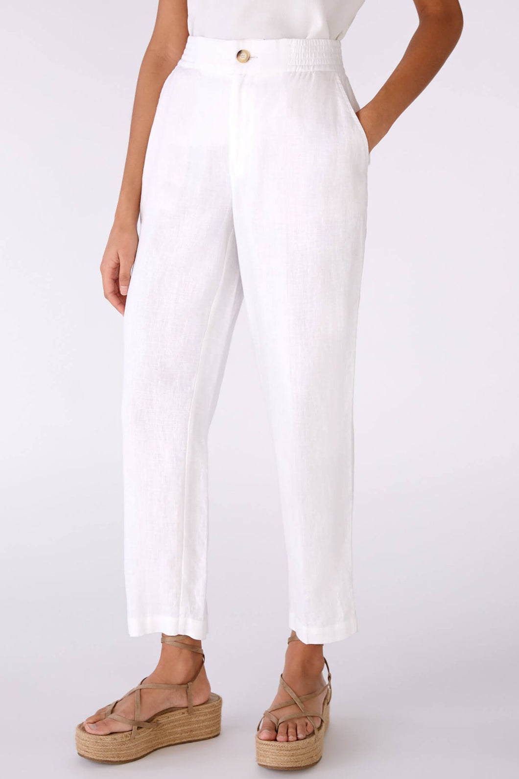 Oui Linen Pant in Optic White